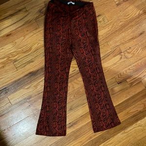 Zara snake skin print boot cut pants